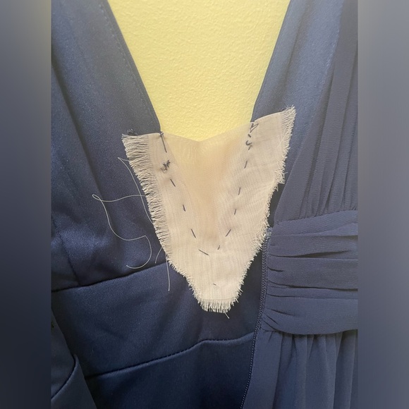 Lulus Heavenly Hues Chiffon Navy Slit Front Full Length Dress Medium - Picture 3 of 13